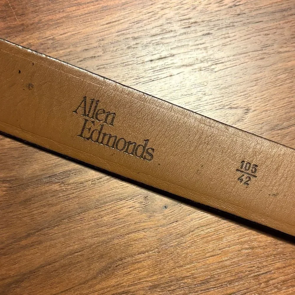 Allen Edmonds Men's Black Calfskin Leather Belt - 42